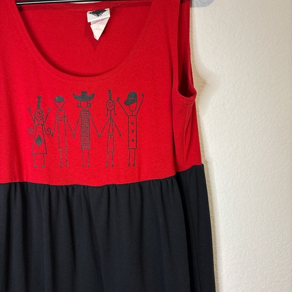 Vintage Red and Black Sleeveless Dress 10 - Picture 5 of 6